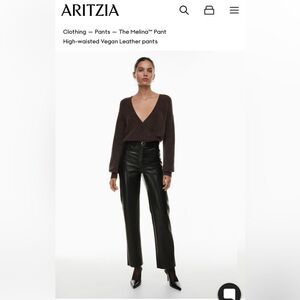Aritzia Melina Wide leg faux leather pant